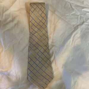 Elegant Gold and Blue Grid Pattern Tie